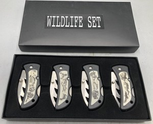 FROST CUTLERY "WILDLIFE SET" 4 POCKET KNIVES - 2 INCH BLADE