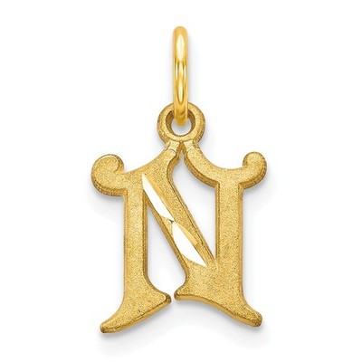 10k kleine Diamantschliff Initiale N Charm Halskette Damen
