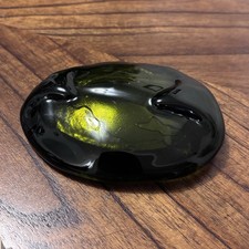 Avocado Green Glass Blob Belt Buckle 4.25x3.25 Unique Vintage Find hand made
