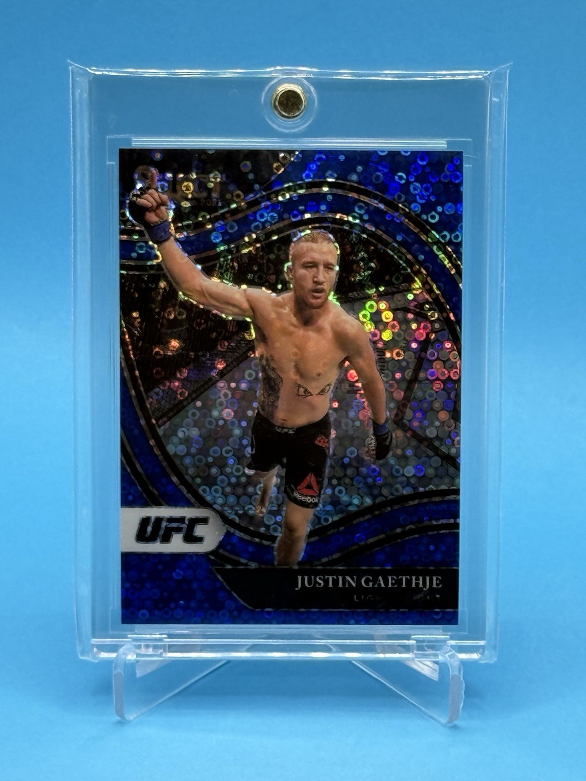 2021 Panini UFC Select JUSTIN GAETHJE Blue Disco Octagonside Prizm #13/99