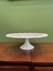 Vintage 14" Pitman Dreitzer " Colony Lace" White Milk Glass Pedestal Cake Stand