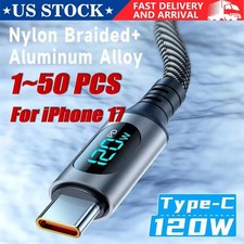 120w Super Fast USB Type-C Charging Braid Phone Charger Lead with Display LOT