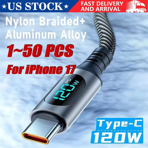 120w Super Fast USB Type-C Charging Braid Phone Charger Lead with Display LOT - $112.29