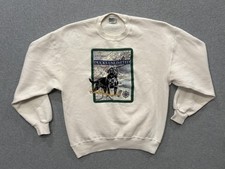 Vintage Ducks Unlimited Sweatshirt Mens Large White Marathon Dog Hunting USA