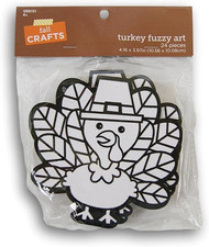 Thanksgiving Turkey Fuzzy Art Craft Kit - 24 Pieces