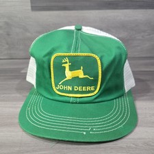 Vintage K Products John Deere Trucker Hat Mesh Cap Snap Back Patch Green.