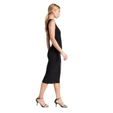Reformation Black Ribbed Maxi Tank Dress XS Scoop Back Bodycon Stretch USA