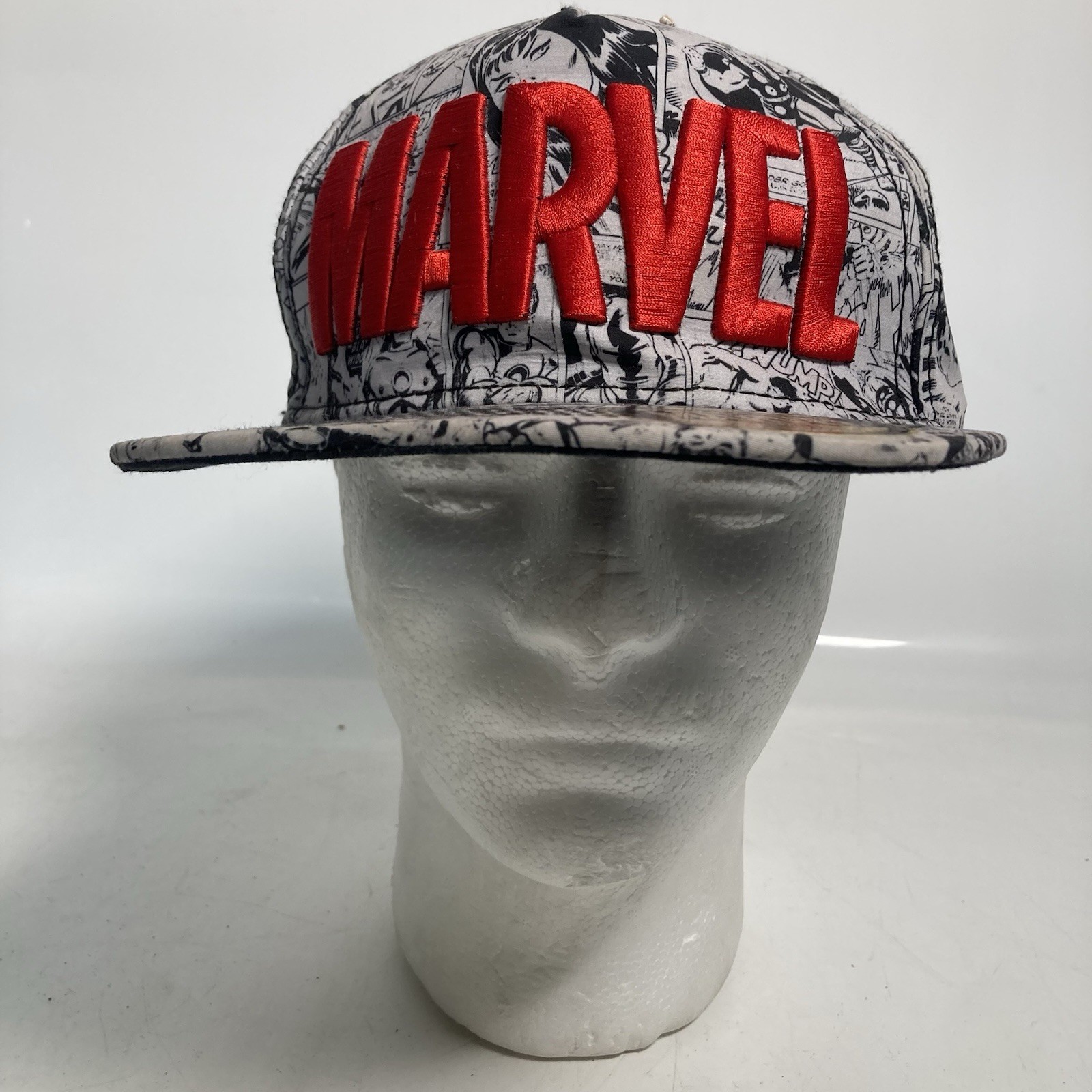 Marvel Logo & Comic Pattern Snapback Baseball Cap… - image 2