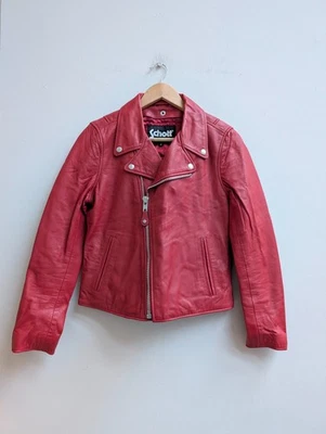 Chaqueta Schott Perfecto para dama - Cuero de piel de cordero rojo - LCW 8614 - Imagen 1 de 4