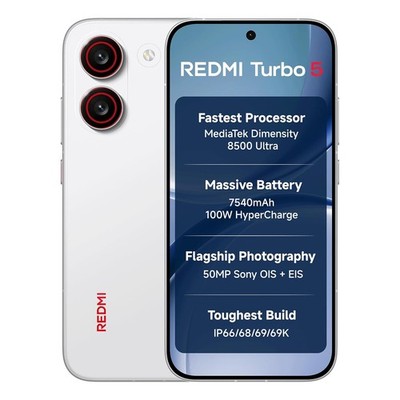 REDMI Turbo 5 (8GB + 256GB) Turbo White | MediaTek Dimensity 8500 Ultra