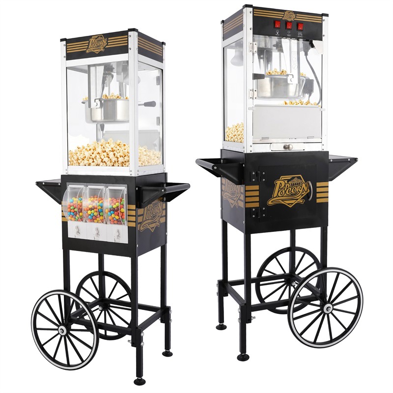 Popcorn Machine Cart w/ Candy Dispenser 12 Oz Kettle Makes Vintage Popcorn Maker