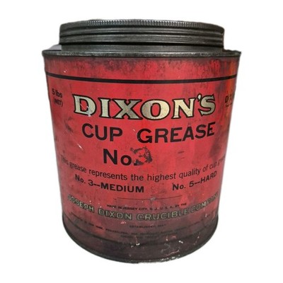 Antique DIXON'S No. 3 CUP GREASE Motor Oil Can Gas Sign Automobile Advertising 