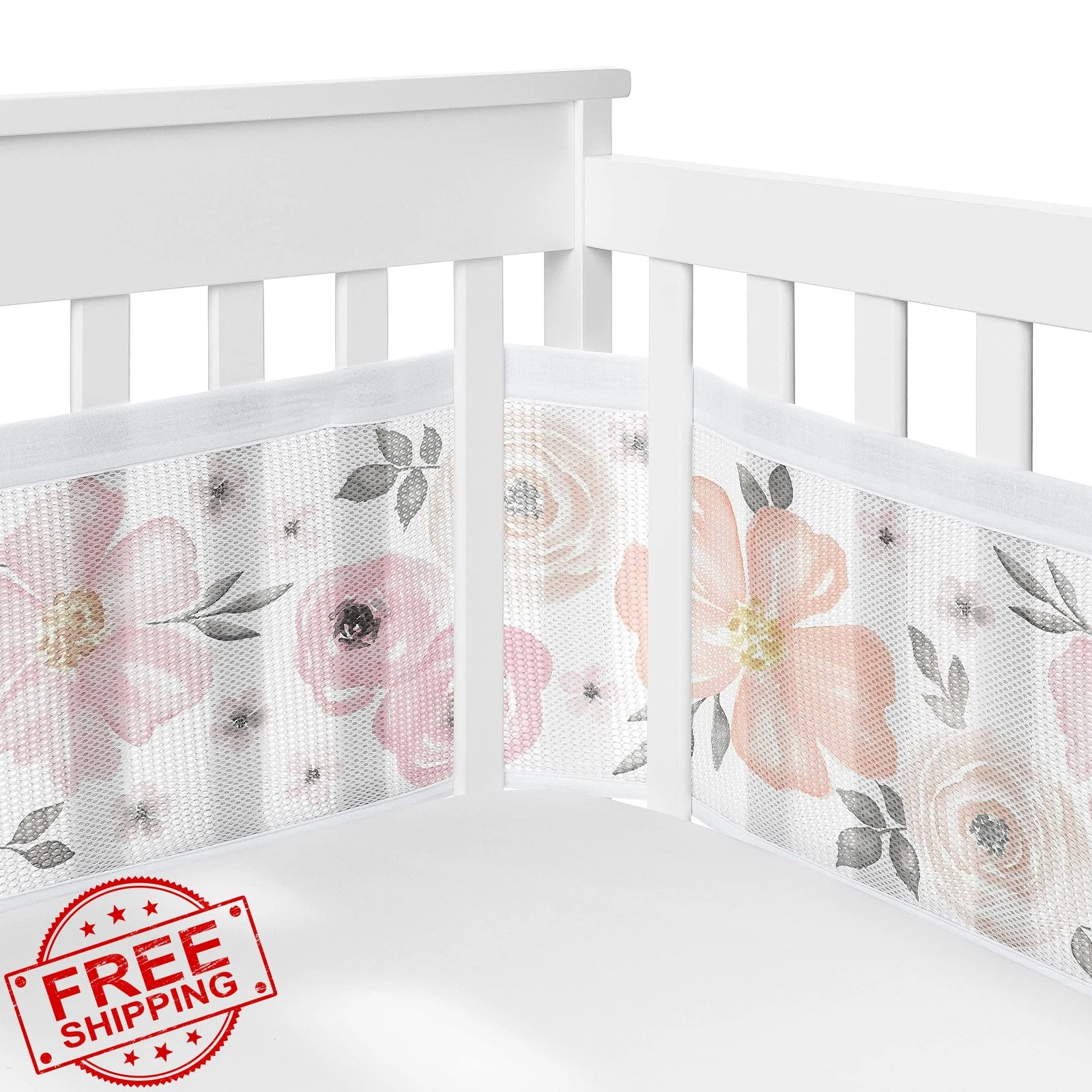Sweet Jojo Designs Crib Liner Pink Grey Boho