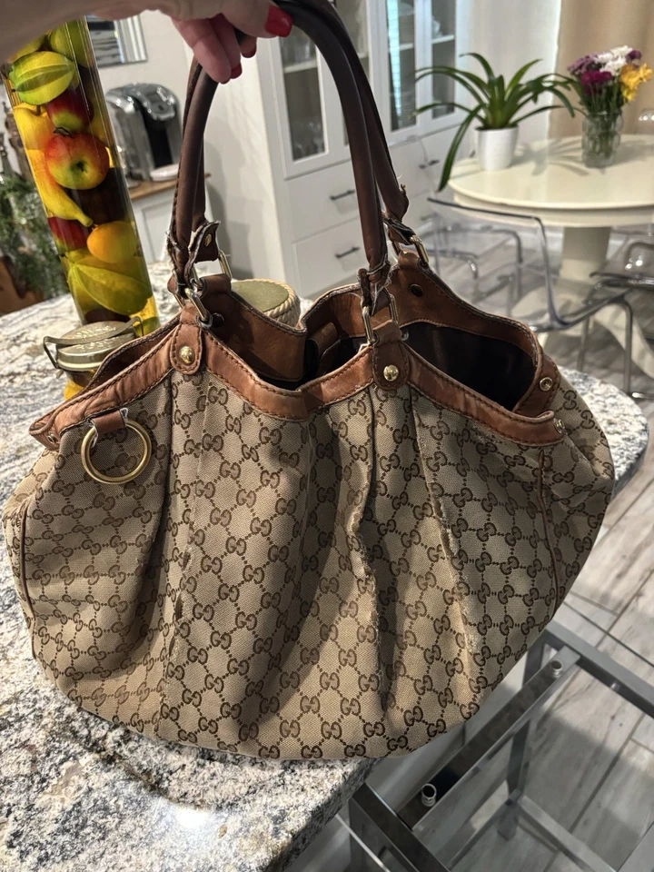 GUCCI Abbey Bolso de Hombro Marrón Oscuro GG Grande Auténtico Foto 4 de 4