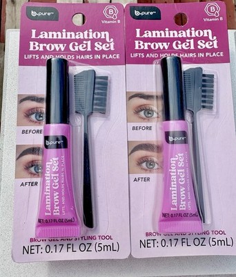 2-Pack B Pure  Lamination Brow Gel Set with Brush  NIB (Brow Kit)