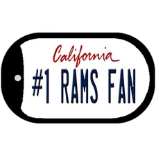Number 1 Rams Fan Novelty Metal Dog Tag Necklace 2" x 1"
