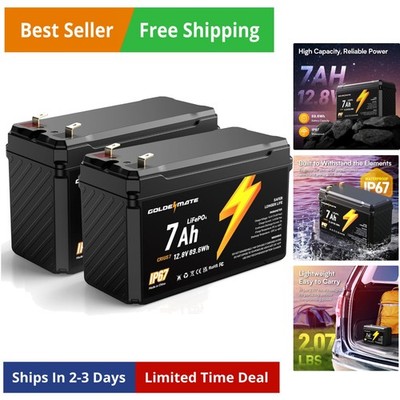 12V 7Ah Lithium LiFePO4 Deep Cycle Battery2 packs, 5000+ Cycles,  Waterproof ...