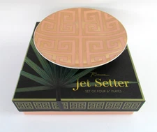 Rosanna Greek Key 6" Dessert Plates Jet Setter Set 4 NIB