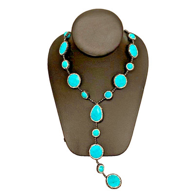 Iris And Lily London Turquoise Hematite Crystal Necklace Gorgeous Sparkly