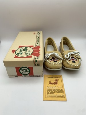 Sioux Mox Leather Moccasins Thunderbird Tan Women's Size 7 1/2 w/ Box
