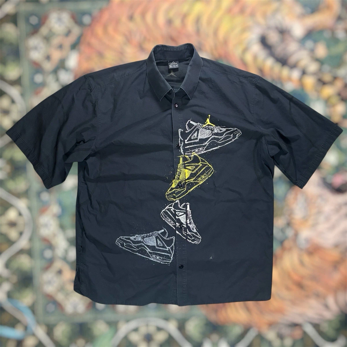 Nike Jordan ボタンアップシャツ Lサイズ Jordan Short Sleeve Button-Up Casual Button-Down Shirts for Men