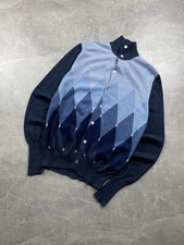 Cardigan Ballantyne italiano lusso cashmere maglia bottoni blu sfumato taglia 52