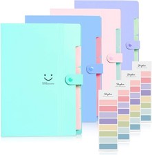 SKYDUE 4-Pack Expanding File Folders, 5 Pockets, A4/Letter, Green
