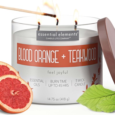 Essential Elements by Candle-lite Scented Candles, Blood Orange & Teakwood