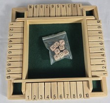 Wooden Shut The Box Dice Game 1-10 Family Tabletop Game Green Felt 2 Dice