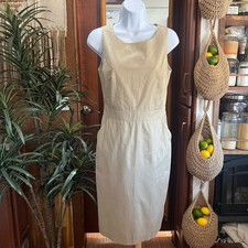 Banana Republic Sheath Dress Womens 0 Khaki Cotton Stretch Lined Work Sleeveless