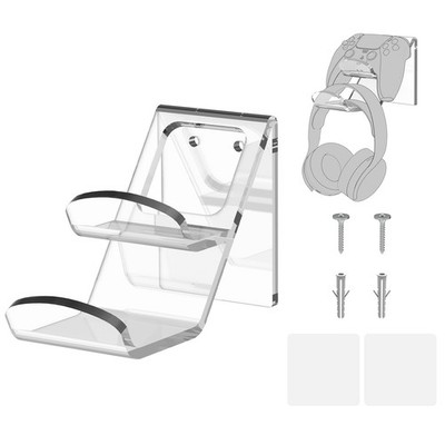 Geekria Acrylic Dual Gamepad Controller & Headphone Stand Holder