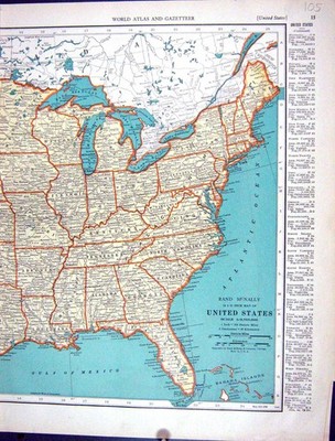 Antiker alter Druck Collier Karte 1936 Rand Mcnally USA Amerika Alabama