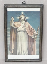 Antico Quadro Stampa Sacro Cuore di Gesù