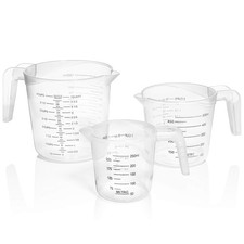 3pc Liquid Measuring Cups Set - 1 Cup, 2 Cup, 1 Quart  Clear Plastic Measure...