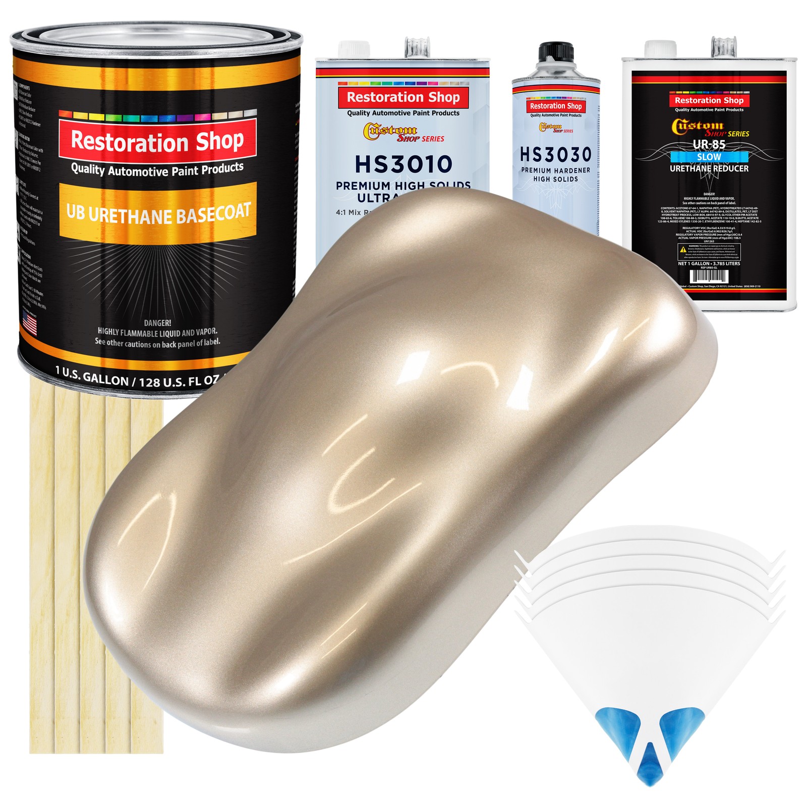 Gold Metallic Cashmere Urethane Basecoat Clearcoat Auto Paint Slow Gallon Kit