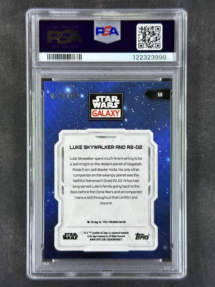 2024 Topps Chrome Star Wars #50 Luke Skywalker/R2-D2 Aqua Lava /175 PSA 10 Gem - Image 2 of 2