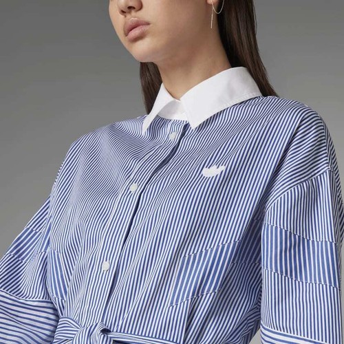 Camisa Larga Adidas Versión Azul HB9410 Núcleo Azul Blanco Mujer Top Conjunto Vestido - Imagen 5 de 11