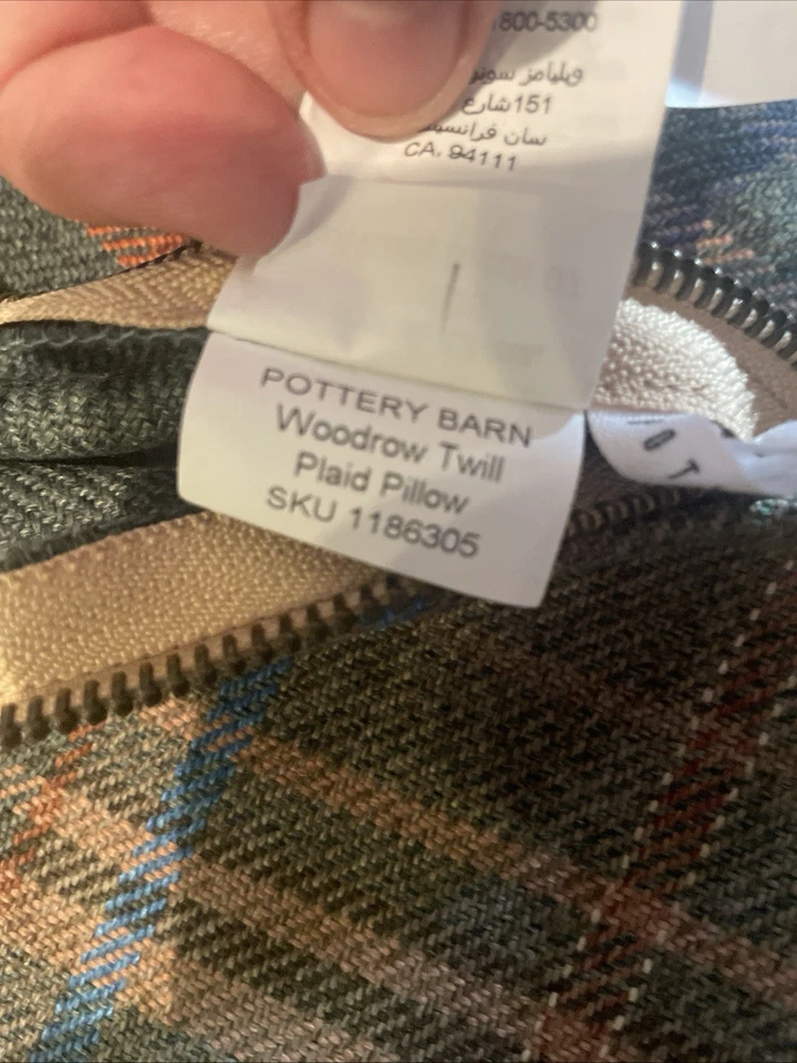 Funda de almohada a cuadros verde madera granero cerámica 22" nueva sin etiquetas Foto 3 de 4