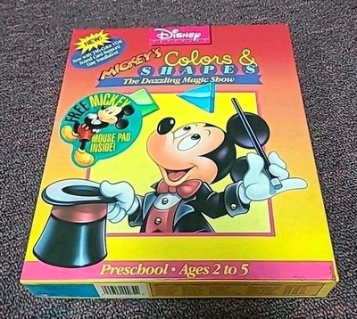 Mickey's Colors & Shapes (IBM PC DOS Big Box) w/ 5.25'' Floppy Disks Disney