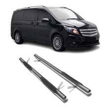 Stahl Trittbretter Schwellerrohre für Mercedes Vito W447 2014-26 L1/L2 Edelstahl