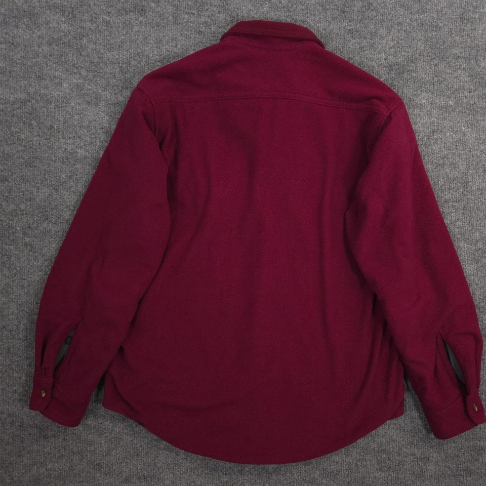 Vintage Cabelas Fleece Shirt Jacket Mens L Wine Gore Wind Stopper Lined USA Made - Image 4 of 4