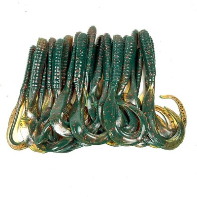 25 Hand Poured 6  Wag Tail Worm.  Motor Oil Red 