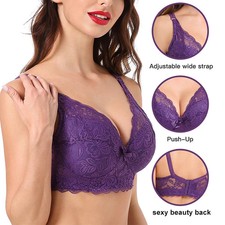 Full Cup Lace Bra Adjustable Underwire B C D Cup Thin Plus Size Lingerie Women