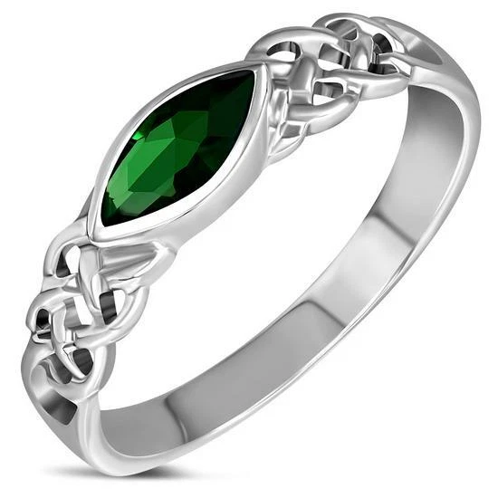 Celtic Green Marquise CZ Ring Sterling Silver 925 Size M 1 2 L 1