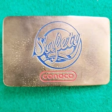 Vtg. Conoco Safety Belt Buckle Brass (C-25)Med.Drw.