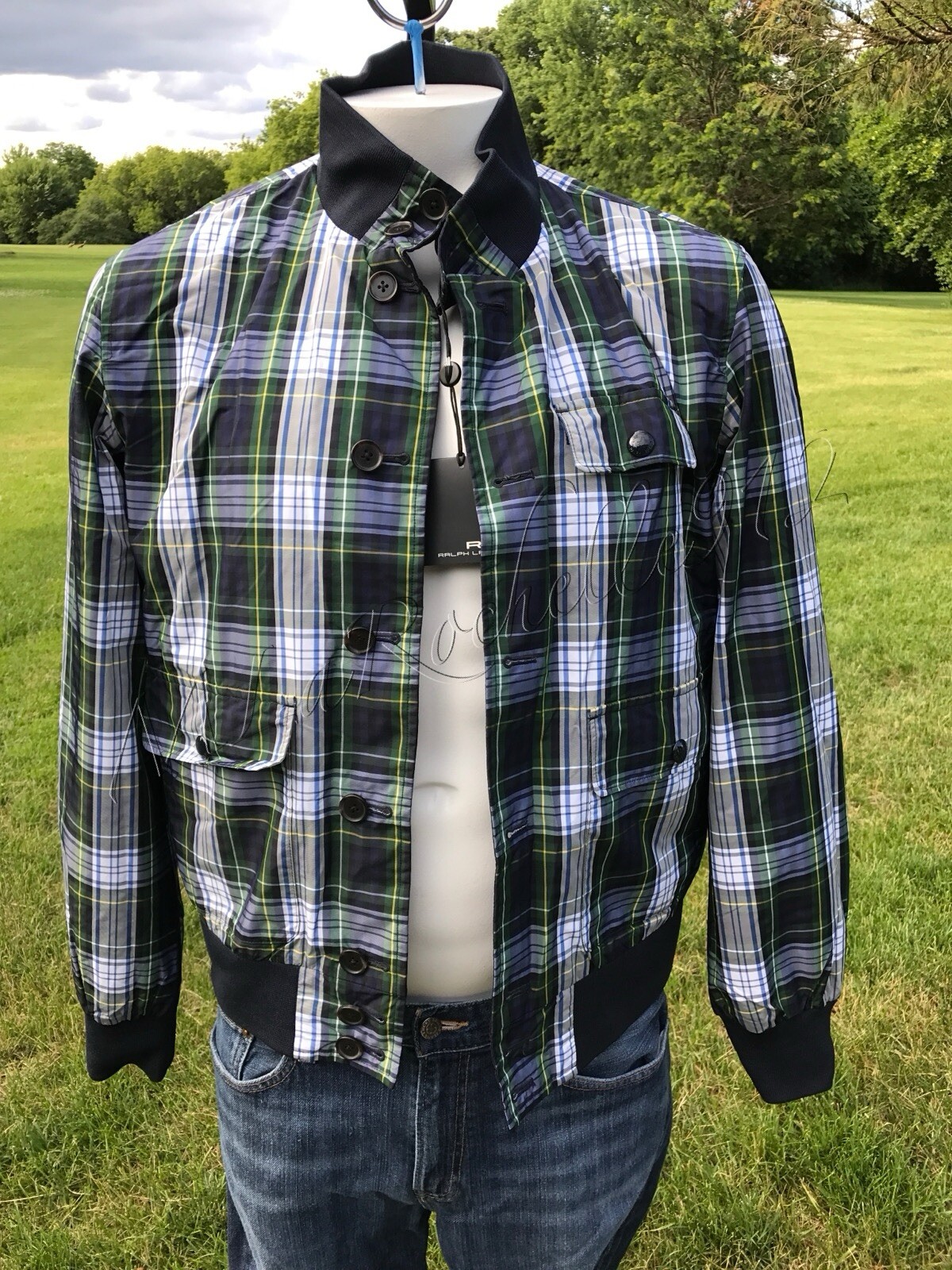 $500 Ralph Lauren RLX WATCHILL Plaid & Navy Reversible Jacket ~RARE