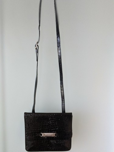 KENNETH COLE NEW YORK SHOULDER CROC LOOK LEATHER BAG SIZE 21X19 CM NEW - Picture 3 of 10