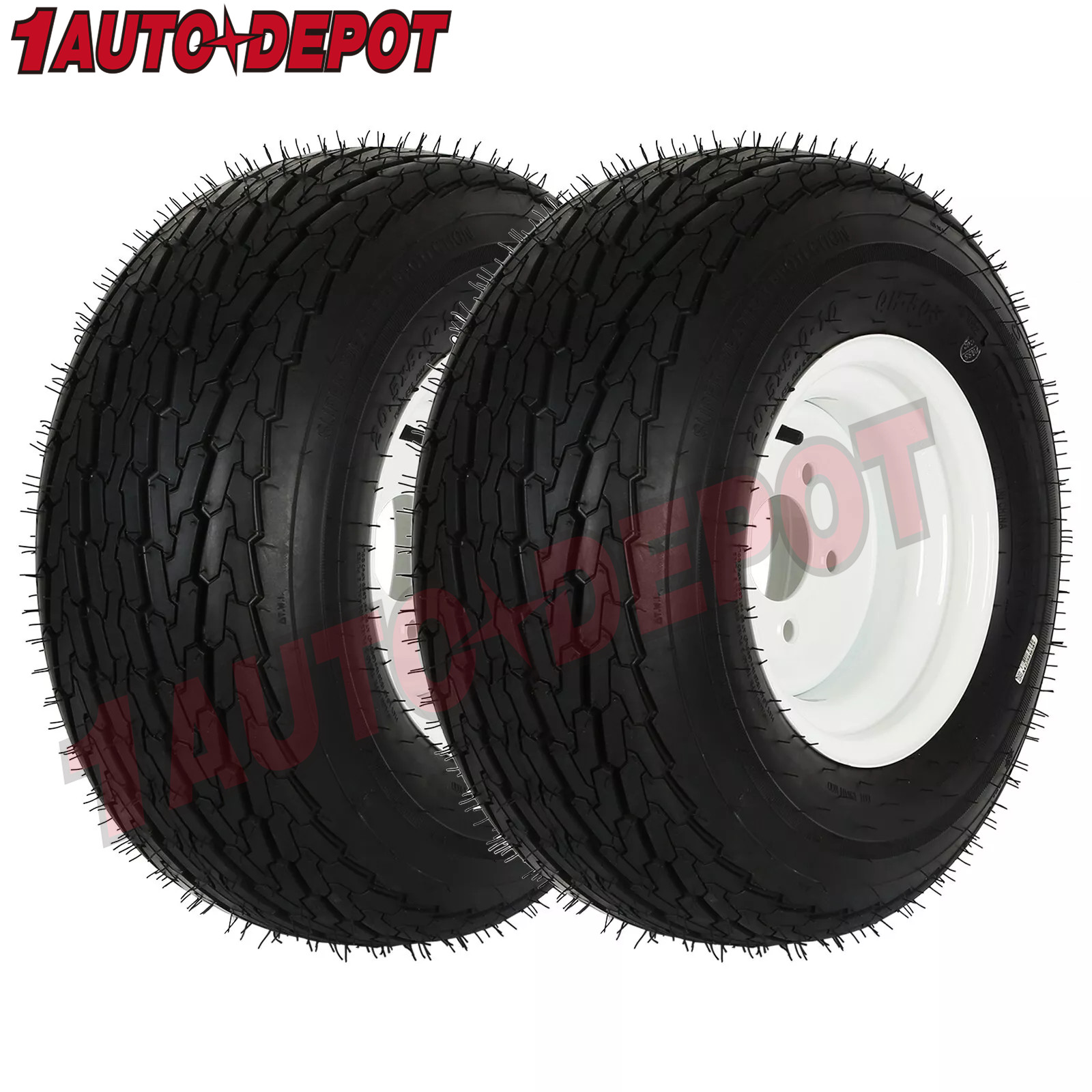 2 Set 20.5x8-10 Bias Trailer Tires with 10" Wheel - 5 on 4-1/2" - Load Range E