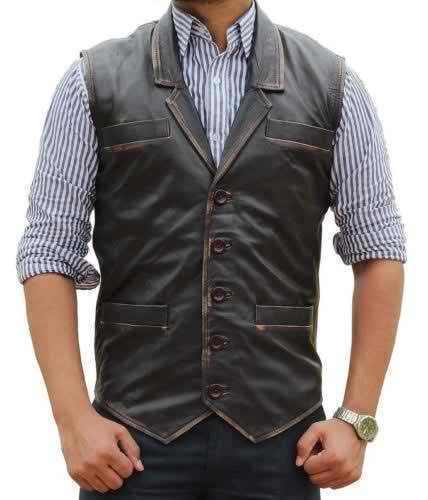 Men's Hell on Wheels Cullen Bohannan Real Cowboy Leather Vest | eBay