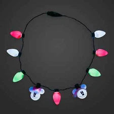 Disney Parks Light Up Necklace Christmas Bulbs Holiday NWT Mickey Minnie